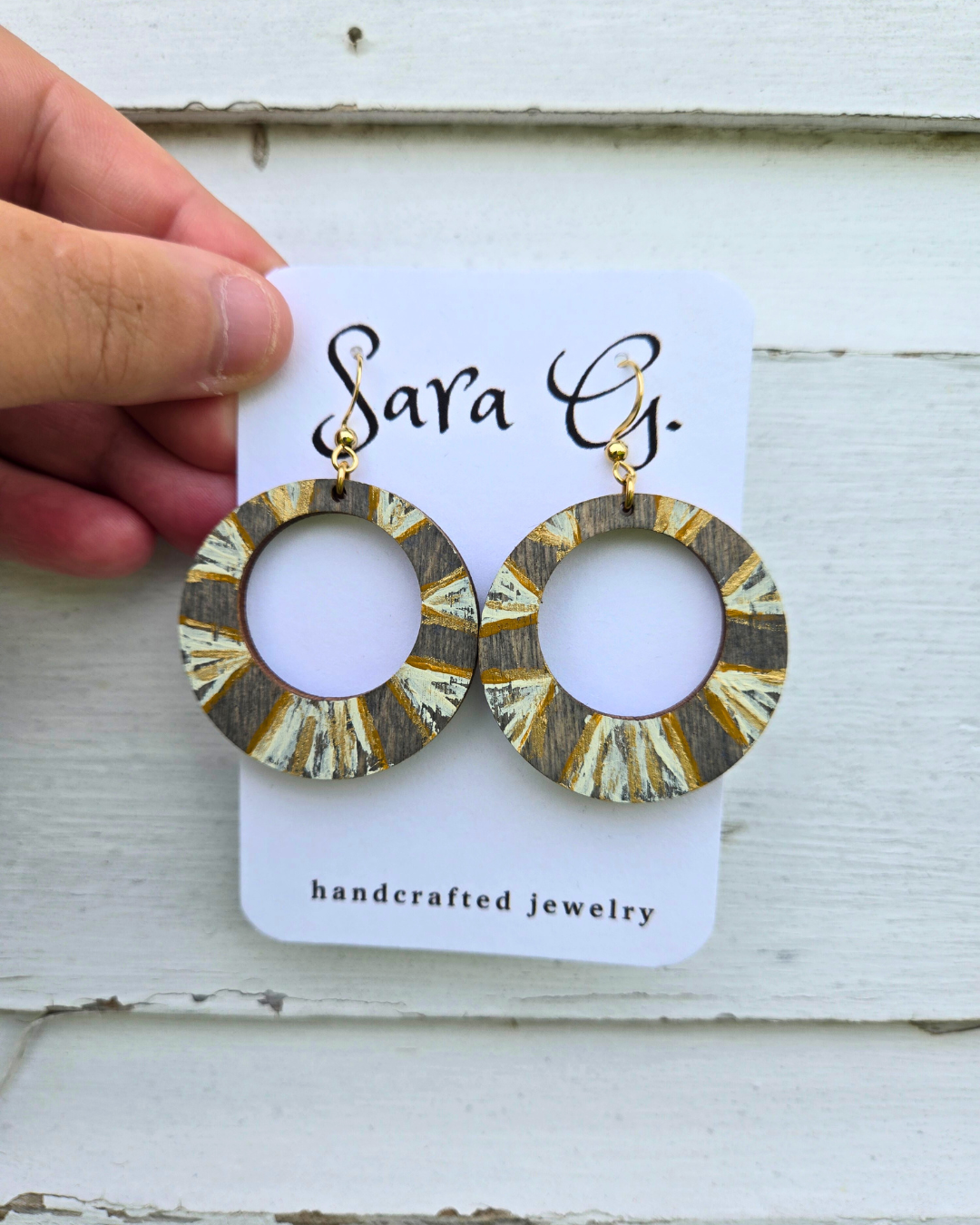 Hand-Painted Sunrise Hoop Earrings by Sara G.