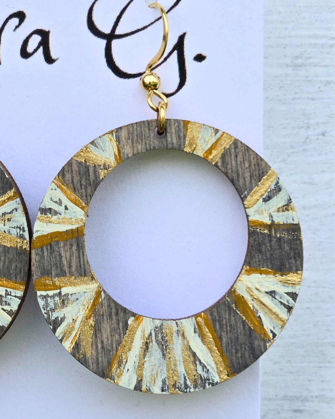 Hand-Painted Sunrise Hoop Earrings by Sara G.