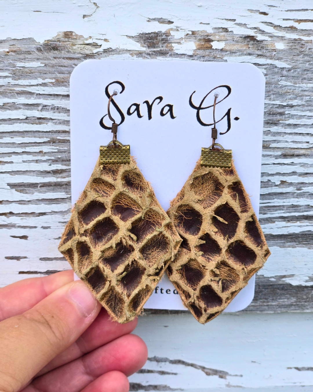 Rustic Embossed Cowhide Earrings