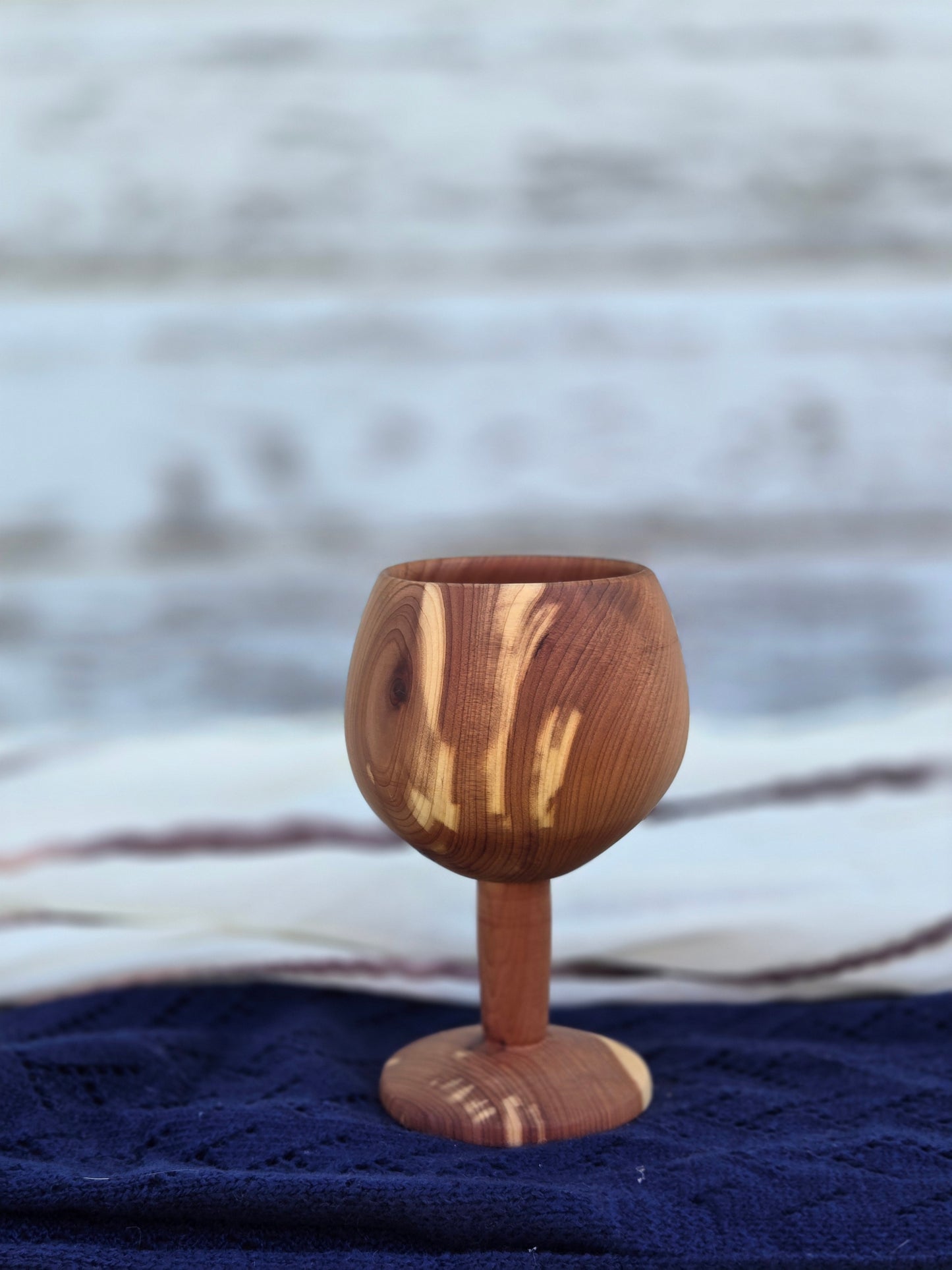 Hand-Turned Wooden Wine Glass – Large