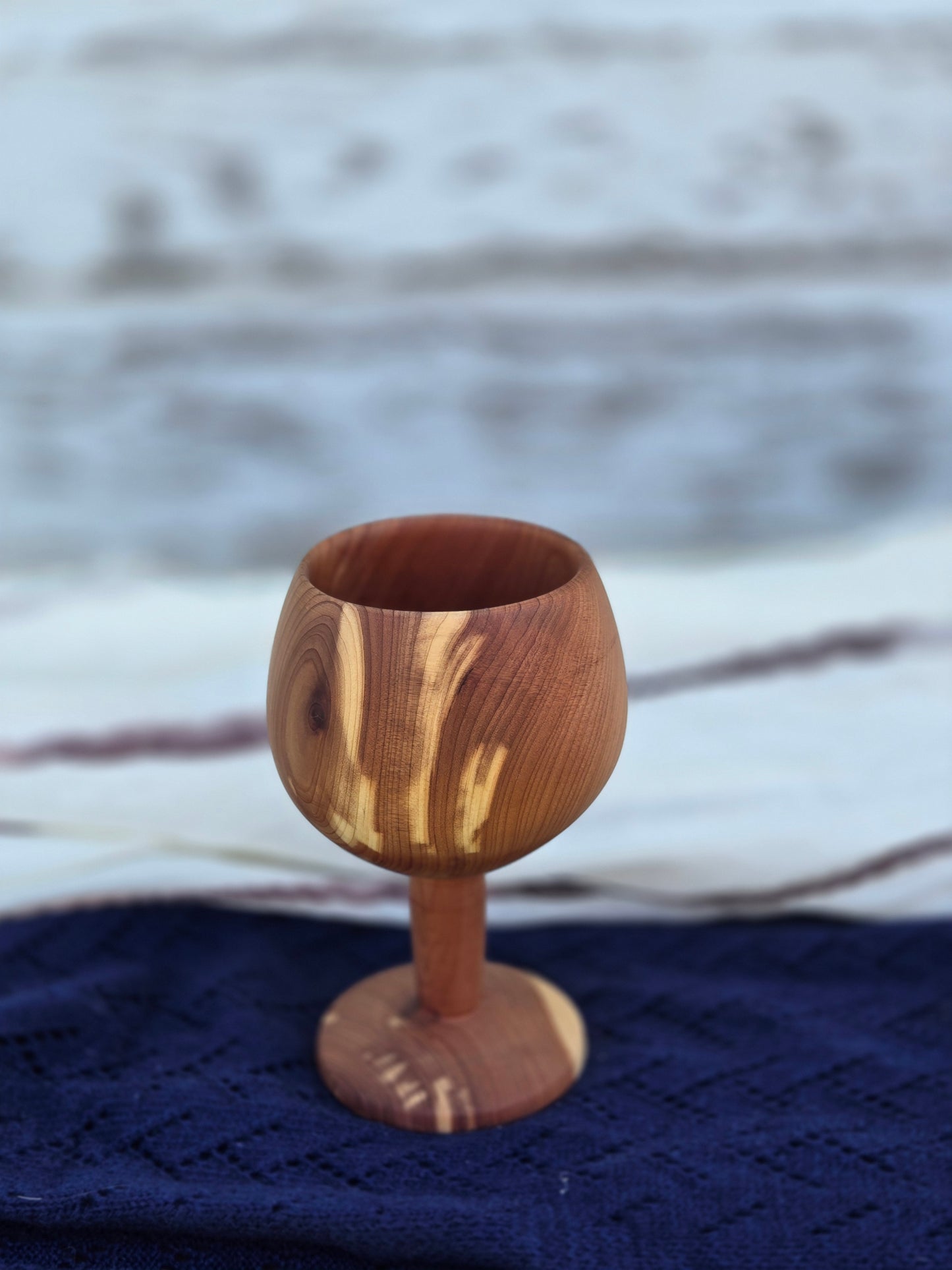 Hand-Turned Wooden Wine Glass – Large