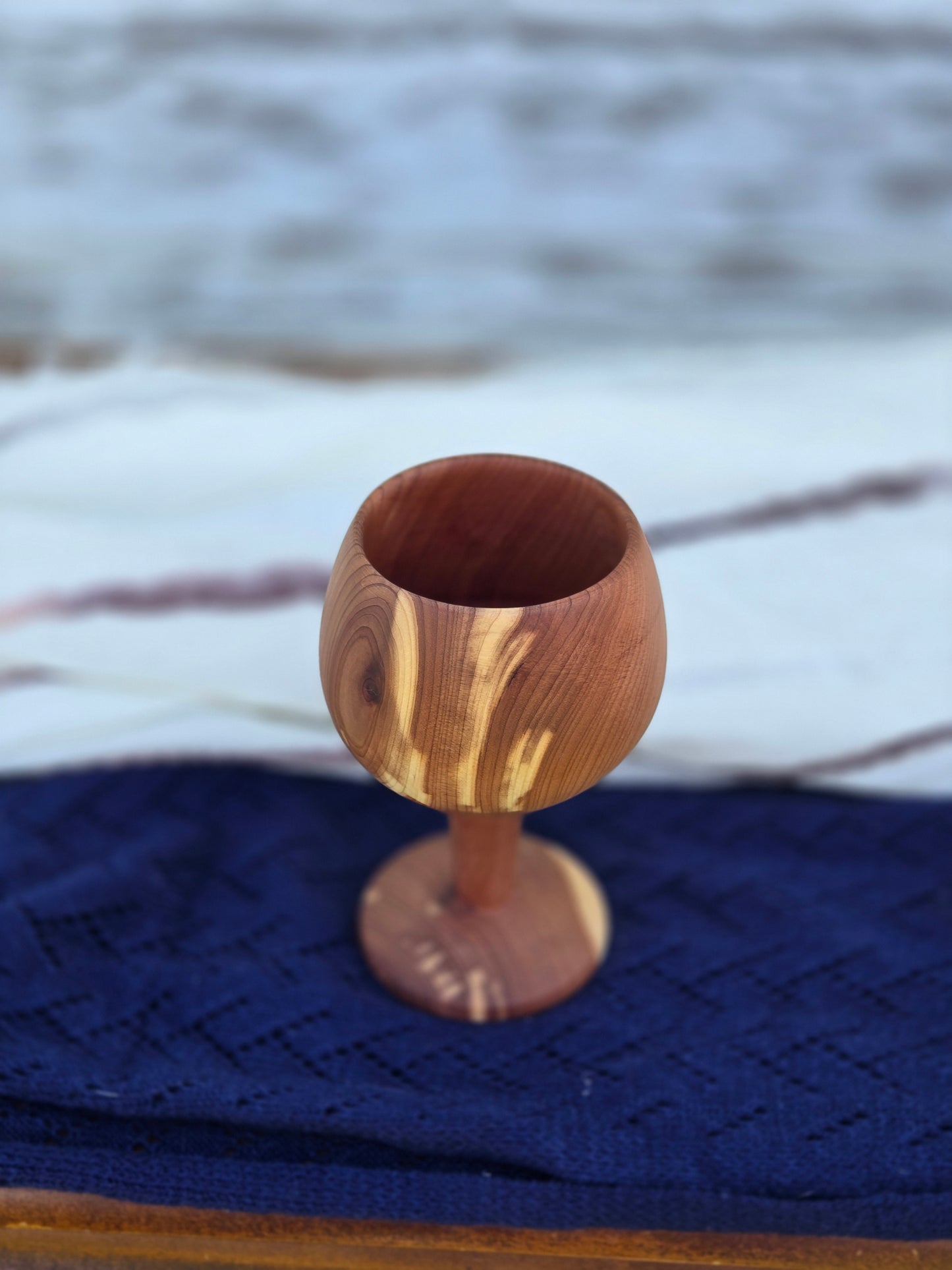Hand-Turned Wooden Wine Glass – Large