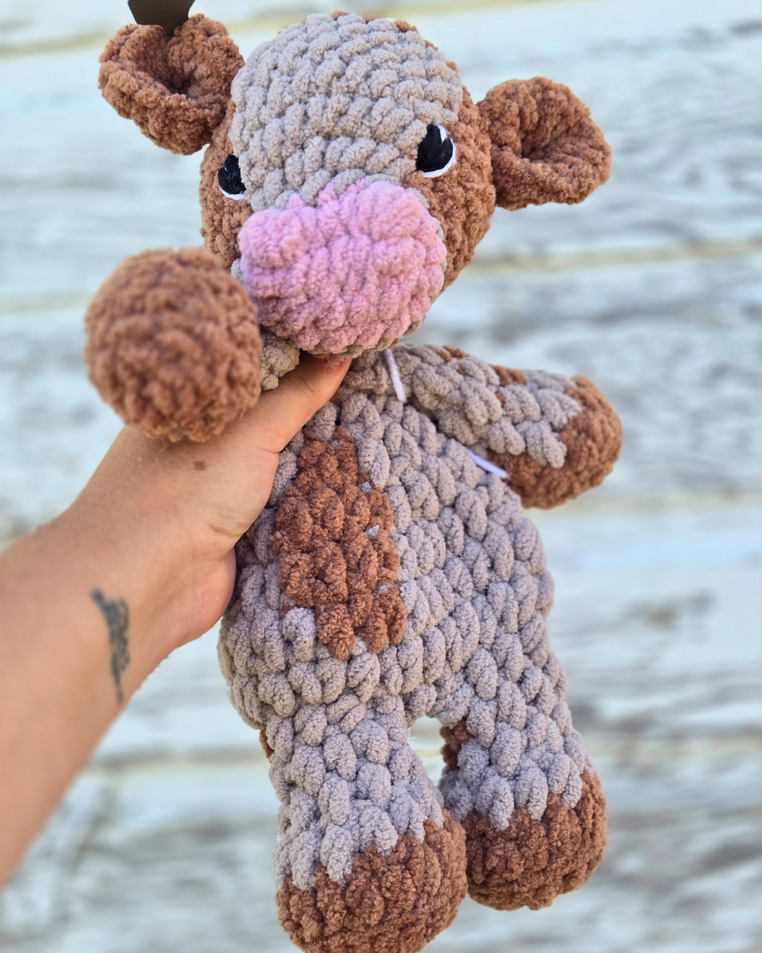 Handmade Crochet Snuggler Cow – Safe for All Ages 🐮✨