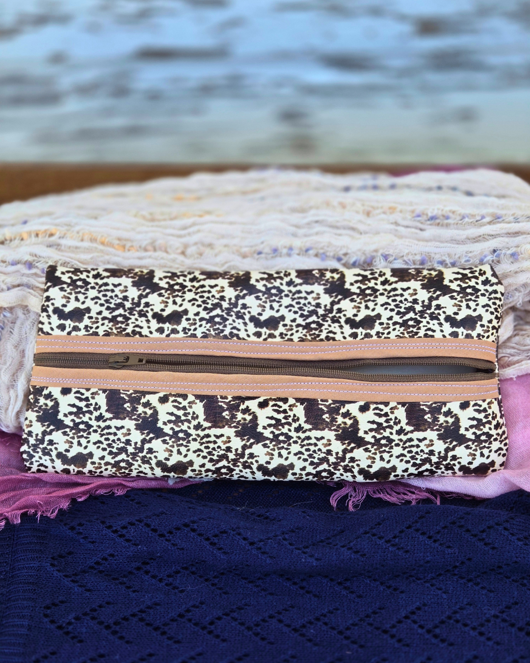 Cow Print Leather Handbag – Handmade & Stylish 🤎🐄