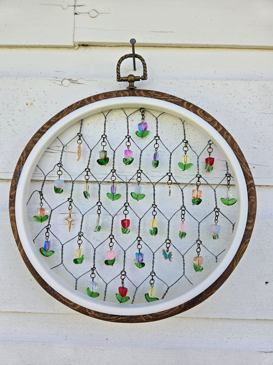 Custom Handmade Suncatcher | Vintage Frame & Glass Flower Charms | Whimsical Decor | Handmade in Nebraska