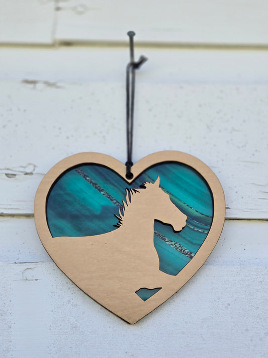 Heart & Horse Laser-Cut Suncatcher