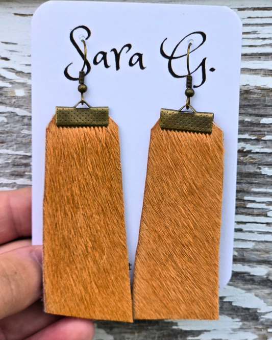 Golden Prairie Cowhide Earrings
