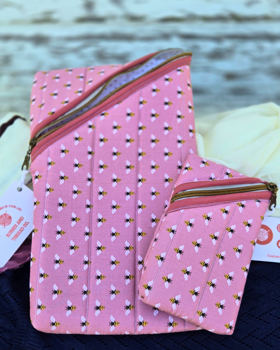 Pink Bee Padded Phone Case – Handmade & Protective 🐝📱💖