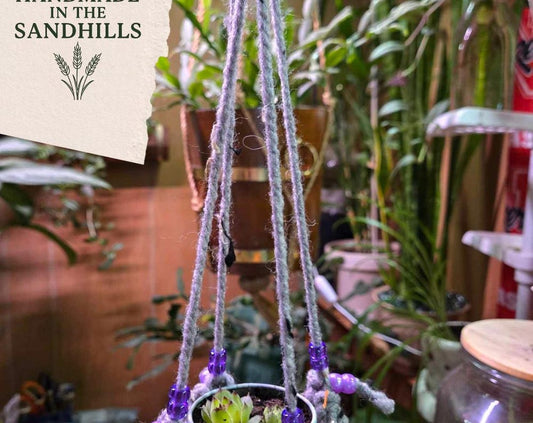 Gray Knit Hanging Plant Holder